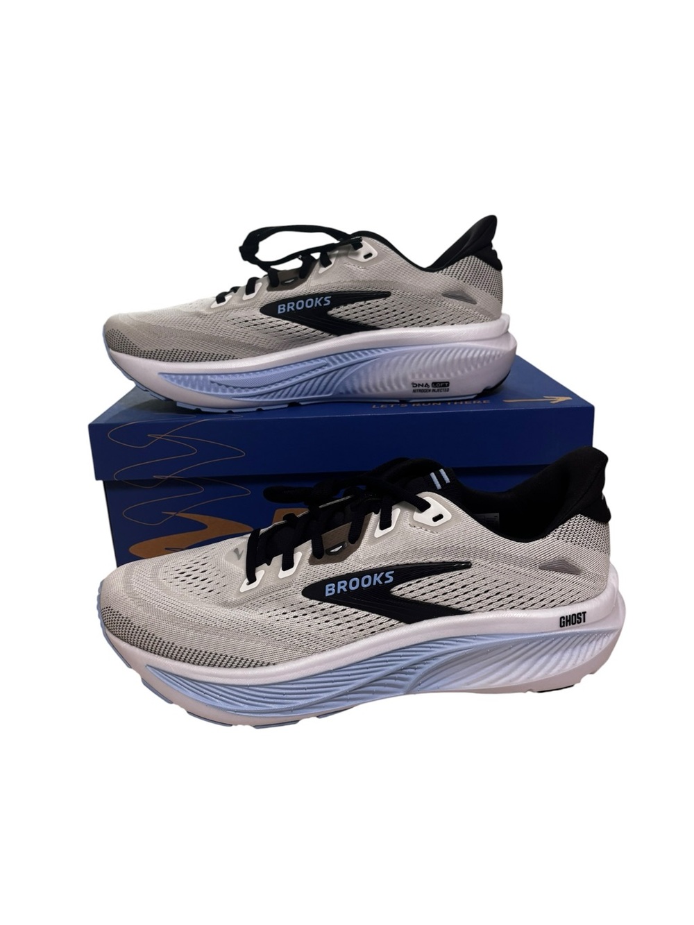 Brooks Ghost Shoes Mens Size 8.5 White Black Open Air Athletic Running Sneakers
